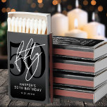 Black 50th Birthday Party Matchboxes<br><div class="desc">Modern Black and White 50th Birthday Matchbox. Celebrate fifty years in style with this bold and contemporary matchbox design featuring a large black “50” with a handwritten script-style white “Fifty” layered over it, positioned at the top for a striking, minimalist look. The bottom area has space to personalize with the...</div>