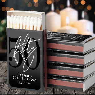 Black 50th Birthday Party Matchboxes