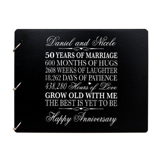Black 50th Wedding Anniversary Guest Book (Front)