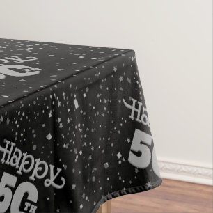 BLACK 50th with Grey typography Tablecloth