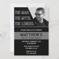 Black 58th birthday invitations The Man The Legend