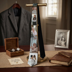 Black 5-Photo Collage Custom Family Father's day Neck Tie