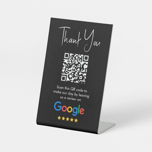 Black 5 Star Review Business Reviews QR Code Pedestal Sign