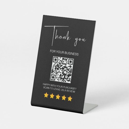 Black 5 Star Review Business Reviews QR Code Pedestal Sign