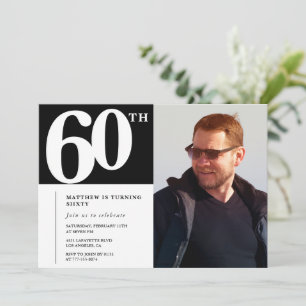 Black 60th birthday invitations Modern Chic Photo