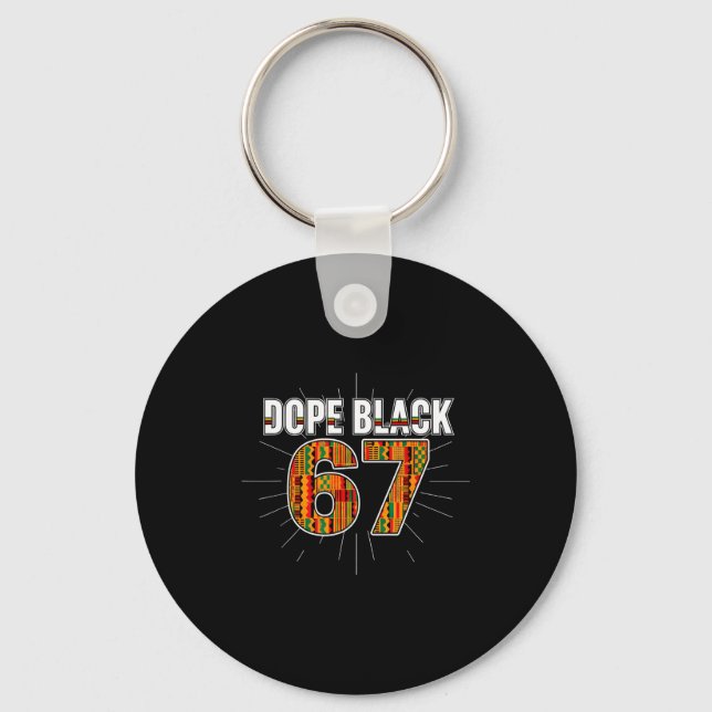 Black 67 Black History Month Six Seven Meme  Keychain (Front)