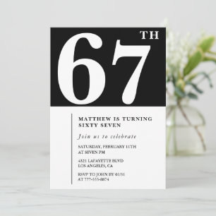 Black 67th birthday invitation Elegant Chic Simple
