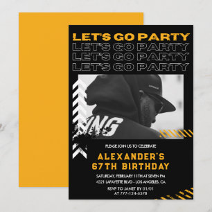 Black 67th birthday invitations Men Photo Spray