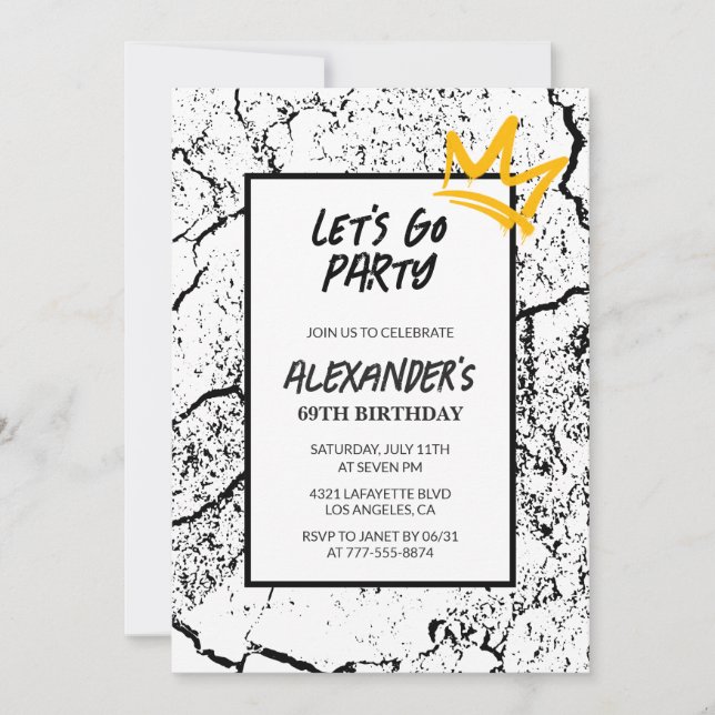 Black 69th birthday invitation Men Hip Hop (Front)