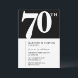 Black 70th birthday invitation Elegant Chic Simple<br><div class="desc">Black 70th birthday invitation Elegant Chic Simple calligraphy typography classic elegant man male</div>