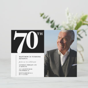 Black 70th birthday invitations Modern Chic Photo