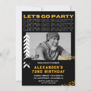 Black 72nd birthday invitations Men