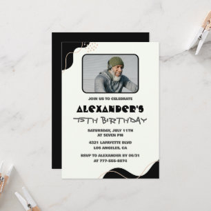 Black 75th birthday invitations Men Simple Photo