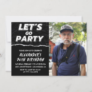 Black 76th birthday invitations Men Photo