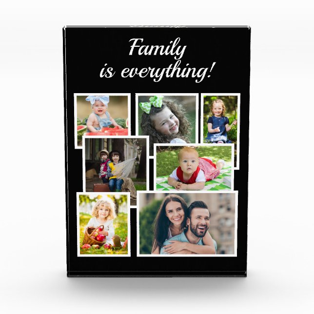 Black 7 Photo Collage Family is Everything Block (Front)
