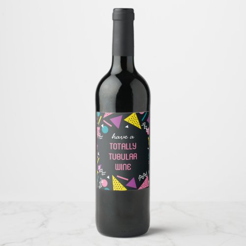 Black 80s Pattern Wine Label