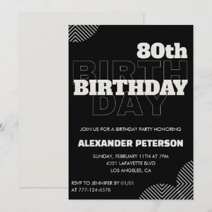 Black 80th birthday invitations Men Party