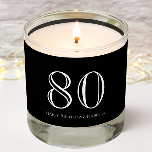 Black  80th Birthday  Scented Jar Candle