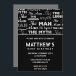 Black 83rd birthday invitation for him Myth Legend<br><div class="desc">83rd birthday invitations for him Men Myth Legend calligraphy typography classic elegant man male</div>