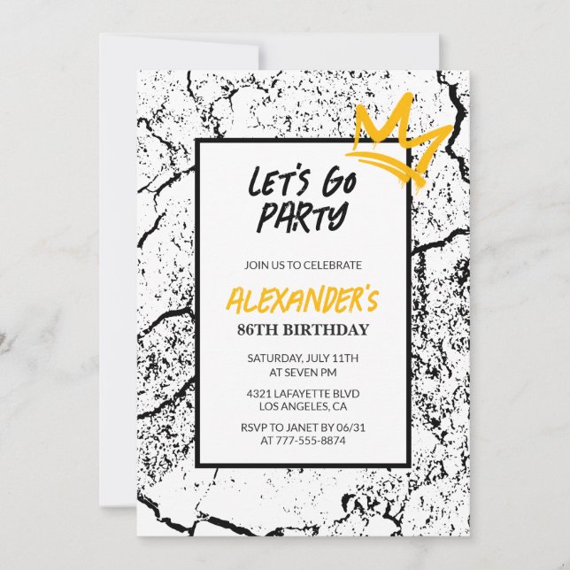 Black 86th birthday invitation Men Hip Hop modern (Front)