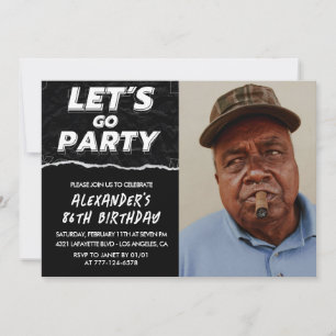 Black 86th birthday invitations Men Photo