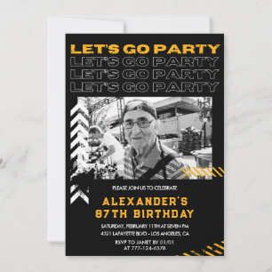 Black 87th birthday invitations Men