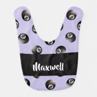 Black 8 ball pattern baby bib