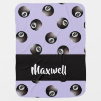 Black 8 ball pattern baby blanket