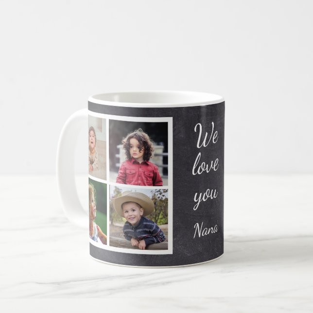 Black 8 Photo Collage  Grandma Chalkboard Coffee Mug (Front Left)