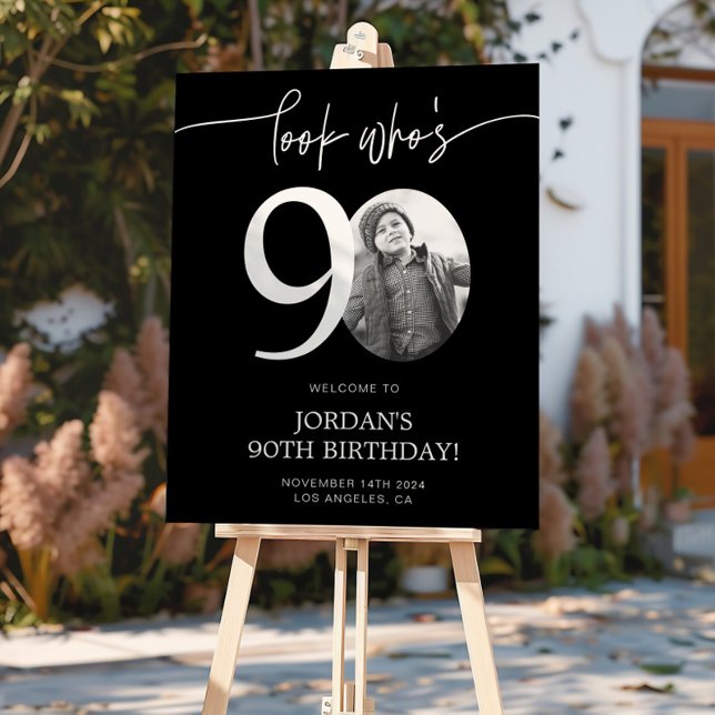 Black 90th Birthday Welcome Sign | Look Who's 90 (Creator Uploaded)