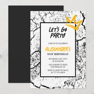Black 91st birthday invitation Men Hip Hop modern