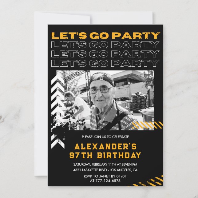 Black 97th birthday invitations Men (Front)