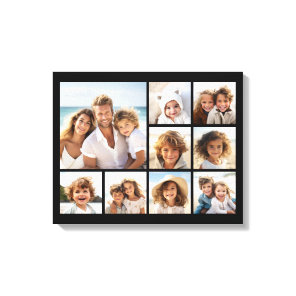 Black 9 Photo Square Collage Canvas Print