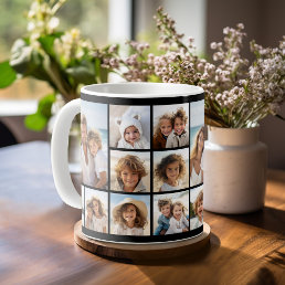 Black 9 Photo Square Collage Coffee Mug
