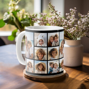 Black 9 Photo Square Collage Coffee Mug