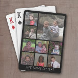 Black 9 Photo Square Collage simple white text Poker Cards<br><div class="desc">You can use square or selfie photos for this design. Use nine square photos to create a unique and personal gift. A simple grid that you can use up to 9 photos and your personal text. If you need to adjust the pictures, click on the customize tool to make changes....</div>