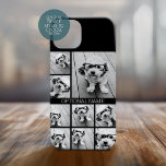 Black 9 Photo Square Collage - with name white Case-Mate iPhone 14 Case<br><div class="desc">You can use square or selfie photos for this design. Use eight square photos to create a unique and personal gift. Or you can keep the hipster puppy and make a trendy keepsake. If you need to adjust the pictures,  click on the customize tool to make changes.</div>