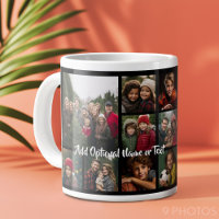 Black 9 Photo Square Collage - with script white