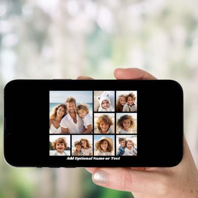 Black 9 Photo Square Collage - with script white Poster (Front Digital)