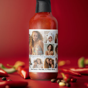 Black 9 Photo Square Collage - with text white Hot Sauces