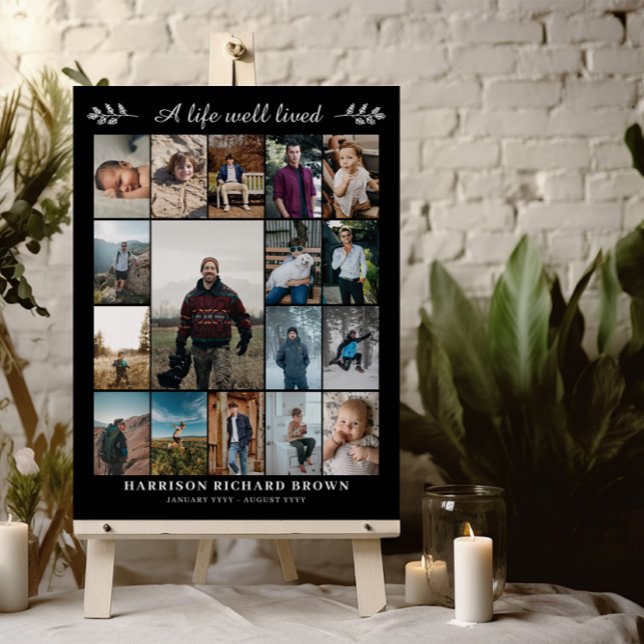 Black A Life Well Lived 17 Photo Collage Memorial Foam Board (Creator Uploaded)