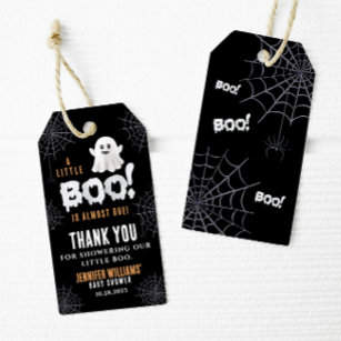 Black a little boo baby shower Halloween thank you Gift Tags