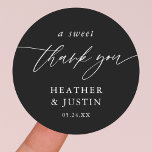 Black A Sweet Thank You Wedding Favor Classic Round Sticker<br><div class="desc">Black A Sweet Thank You Wedding Favor Stickers</div>