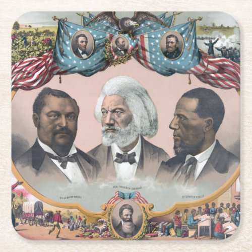 Black Abolitionist Heroes Bailey Douglass Square Paper Coaster