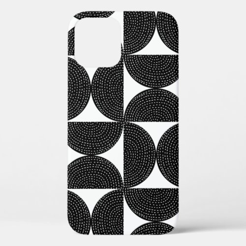 Black abstract 60s style seamless pattern iPhone 12 case