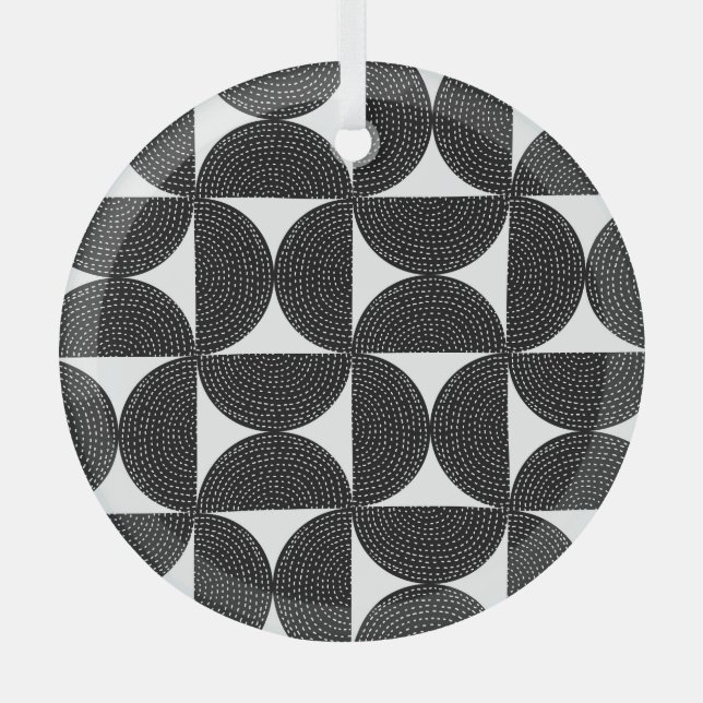 Black abstract 60s style seamless pattern. glass ornament (Front)