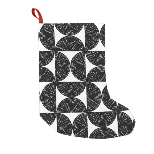 Black abstract 60s style seamless pattern small christmas stocking