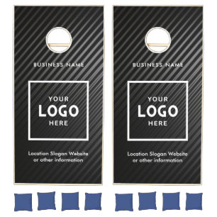 Black Abstract Business Logo Branded Cornhole Set