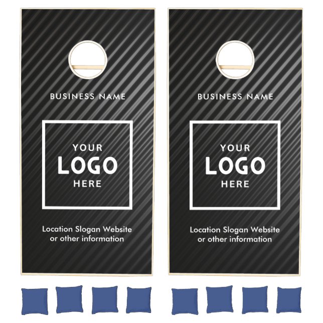 Black Abstract Business Logo Branded  Cornhole Set (Set)