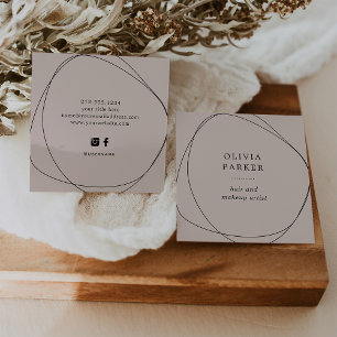 Black Abstract Circle Neutral Rose Square Business Card